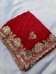 3DESIGNER CHINON SILK SEQUENCE EMBROIDERY SAREE WITH UNSTITCHED BLOUSE FESTIVE WEAR WHOLESALE PRICE ETHNIC GARMENT (13)