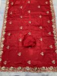 3DESIGNER CHINON SILK SEQUENCE EMBROIDERY SAREE WITH UNSTITCHED BLOUSE FESTIVE WEAR WHOLESALE PRICE ETHNIC GARMENT (13)