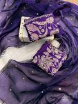 3DESIGNER JIMMY CHOO SILK EMBROIDERY SEQUENCE WOR BORDER AND SEQUENCE BUTTI WORK SAREE WITH UNSTITCHED BLOUSE PARTY WEAR WHOLESALE PRICE ETHNIC GARMENT (14)