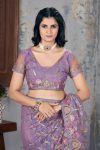 3FANCY BUTTERFLY NET EMBROIDERY MULTI THREAD CHAIN STITCH WORK SAREE WITH UNSTITCHED BLOUSE PARTY WEAR WHOLESALE PRICE ETHNIC GARMENT (29)