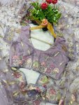 3FANCY BUTTERFLY NET EMBROIDERY MULTI THREAD CHAIN STITCH WORK SAREE WITH UNSTITCHED BLOUSE PARTY WEAR WHOLESALE PRICE ETHNIC GARMENT (29)