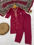 3FANCY COTTON BLEND EMBROIDERY WORK TOP BOTTOM WITH DUPATTA FESTIVE WEAR WHOLESALE PRICE ETHNIC GARMENT (14)