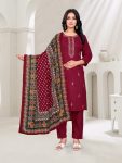3FANCY COTTON BLEND EMBROIDERY WORK TOP BOTTOM WITH DUPATTA FESTIVE WEAR WHOLESALE PRICE ETHNIC GARMENT (14)