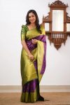 3FASHIONABLE BANARASI SOFT SILK WEAVING WORK SAREE WITH UNSTITCHED BLOUSE PARTY WEAR WHOLESALE PRICE ETHNIC GARMENT (44)