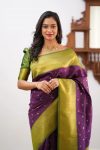 3FASHIONABLE BANARASI SOFT SILK WEAVING WORK SAREE WITH UNSTITCHED BLOUSE PARTY WEAR WHOLESALE PRICE ETHNIC GARMENT (44)