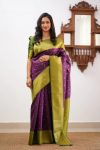 3FASHIONABLE BANARASI SOFT SILK WEAVING WORK SAREE WITH UNSTITCHED BLOUSE PARTY WEAR WHOLESALE PRICE ETHNIC GARMENT (44)