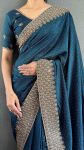 3LATEST VICHITRA SILK ZARI WITH STONE AND CUT WORK BORDER READY TO WEAR SAREE WITH UNSTITCHED BLOUSE FESTIVE WEAR WHOLESALE PRICE ETHNIC GARMENT (14)