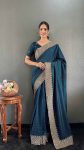 3LATEST VICHITRA SILK ZARI WITH STONE AND CUT WORK BORDER READY TO WEAR SAREE WITH UNSTITCHED BLOUSE FESTIVE WEAR WHOLESALE PRICE ETHNIC GARMENT (14)