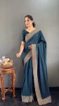 3LATEST VICHITRA SILK ZARI WITH STONE AND CUT WORK BORDER READY TO WEAR SAREE WITH UNSTITCHED BLOUSE FESTIVE WEAR WHOLESALE PRICE ETHNIC GARMENT (14)