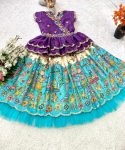 3NEW ARRIVAL CHINON SILK EMBROIDERY SEQUENCE WITH DIGITAL PRINTED WORK KID’S TOP WITH LEHENGA FESTIVE WEAR WHOLESALE PRICE ETHNIC GARMENT (26)