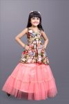 NEW ARRIVAL NET LACE WORK KID'S LEHENGA WITH DIGITAL PRINTED TOP YELLOW
