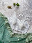 2RICH LOOK ORGANZA MULTI AND WHITE THREAD WORK WITH LACE BORDER WORK SAREE WITH UNSTITCHED BLOUSE FESTIVE WEAR WHOLESALE PRICE ETHNIC GARMENT (2)