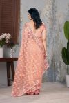 4FANCY BUTTERFLY NET EMBROIDERY MULTI THREAD CHAIN STITCH WORK SAREE WITH UNSTITCHED BLOUSE PARTY WEAR WHOLESALE PRICE ETHNIC GARMENT (25)