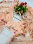 4FANCY BUTTERFLY NET EMBROIDERY MULTI THREAD CHAIN STITCH WORK SAREE WITH UNSTITCHED BLOUSE PARTY WEAR WHOLESALE PRICE ETHNIC GARMENT (25)