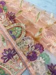 4FANCY BUTTERFLY NET EMBROIDERY MULTI THREAD CHAIN STITCH WORK SAREE WITH UNSTITCHED BLOUSE PARTY WEAR WHOLESALE PRICE ETHNIC GARMENT (25)