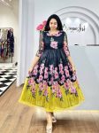 LATEST SOFT ORGANZA DIGITAL PRINTED ONE PIECE  BLACK