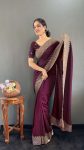 4LATEST VICHITRA SILK ZARI WITH STONE AND CUT WORK BORDER READY TO WEAR SAREE WITH UNSTITCHED BLOUSE FESTIVE WEAR WHOLESALE PRICE ETHNIC GARMENT (10)