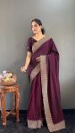 4LATEST VICHITRA SILK ZARI WITH STONE AND CUT WORK BORDER READY TO WEAR SAREE WITH UNSTITCHED BLOUSE FESTIVE WEAR WHOLESALE PRICE ETHNIC GARMENT (10)