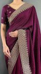 4LATEST VICHITRA SILK ZARI WITH STONE AND CUT WORK BORDER READY TO WEAR SAREE WITH UNSTITCHED BLOUSE FESTIVE WEAR WHOLESALE PRICE ETHNIC GARMENT (10)