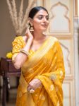 4NEW ARRIVAL BANARASI SOFT SILK WEAVING WORK SAREE WITH UNSTITCHED BLOUSE PARTY WEAR WHOLESALE PRICE ETHNIC GARMENT (9)