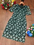 NEW ARRIVAL ORGANZA  FLOWER PRINTED KURTI GREEN