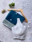 4RICH LOOK ORGANZA MULTI AND WHITE THREAD WORK WITH LACE BORDER WORK SAREE WITH UNSTITCHED BLOUSE FESTIVE WEAR WHOLESALE PRICE ETHNIC GARMENT (12)