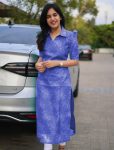 FANCY CHANDERI COTTON DIGITAL PRINTED KURTI  SEA BLUE