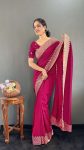 5LATEST VICHITRA SILK ZARI WITH STONE AND CUT WORK BORDER READY TO WEAR SAREE WITH UNSTITCHED BLOUSE FESTIVE WEAR WHOLESALE PRICE ETHNIC GARMENT (18)