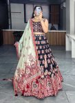 RICH LOOK ART SILK PRINTED WITH GOTA PATTI WORK ON KALI LEHENGA CHOLI WITH DUPATTA CREAM