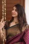 ATTRACTIVE BANARASI SILK WEAVING WORK SAREE WITH UNSTITCHED BLOUSE PARTY WEAR WHOLESALE PRICE ETHNIC GARMENT (13)