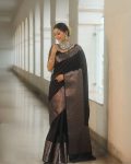 ATTRACTIVE BANARASI SOFT SILK ZARI WEAVING WORK SAREE WITH UNSTITCHED BLOUSE PARTY WEAR WHOLESALE PRICE ETHNIC GARMENT (4)