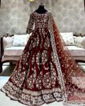 ATTRACTIVE CHINON EMBROIDERY SEQUENCE WORK GOWN BOTTOM WITH DUPATTA WINE