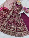 ATTRACTIVE CHINON EMBROIDERY SEQUENCE WORK GOWN BOTTOM WITH DUPATTA PARTY WEAR WHOLESALE PRICE ETHNIC GARMENT (4)
