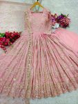 ATTRACTIVE CHINON EMBROIDERY SEQUENCE WORK GOWN BOTTOM WITH DUPATTA PARTY WEAR WHOLESALE PRICE ETHNIC GARMENT (3)