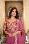 ATTRACTIVE GEORGETTE JACQUARD WORK GOWN WITH DUPATTA FESTIVE WEAR WWHOLESALE PRICE ETHNIC GARMENT (6)