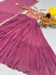 ATTRACTIVE GEORGETTE JACQUARD WORK GOWN WITH DUPATTA FESTIVE WEAR WWHOLESALE PRICE ETHNIC GARMENT (6)