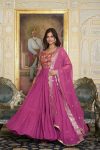 ATTRACTIVE GEORGETTE JACQUARD WORK GOWN WITH DUPATTA FESTIVE WEAR WWHOLESALE PRICE ETHNIC GARMENT (6)