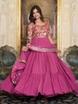 ATTRACTIVE GEORGETTE JACQUARD WORK GOWN WITH DUPATTA PINK