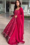 DESIGNER BLOOMING SEQUENCE AND THREAD EMBROIDERED WORK GOWN BOTTOM WITH DUPATTA FESTIVE WEAR WHOLESALE PRICE ETHNIC GARMENT (3)