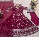 DESIGNER BLOOMING SEQUENCE AND THREAD EMBROIDERED WORK GOWN BOTTOM WITH DUPATTA FESTIVE WEAR WHOLESALE PRICE ETHNIC GARMENT (3)