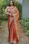 DESIGNER BURBERRY SILK EMBROIDERY DUBLE SEQUENCE CONTRAST PALLU WORK SAREE WITH UNSTITCHED BLOUSE PARTY WEAR WHOLESALE PRICE ETHNIC GARMENT (12)
