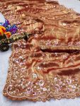 DESIGNER BURBERRY SILK EMBROIDERY DUBLE SEQUENCE CONTRAST PALLU WORK SAREE WITH UNSTITCHED BLOUSE PARTY WEAR WHOLESALE PRICE ETHNIC GARMENT (12)
