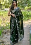 DESIGNER BURBERRY SILK EMBROIDERY DUBLE SEQUENCE CONTRAST PALLU WORK SAREE WITH UNSTITCHED BLOUSE PARTY WEAR WHOLESALE PRICE ETHNIC GARMENT (6)
