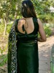 DESIGNER BURBERRY SILK EMBROIDERY DUBLE SEQUENCE CONTRAST PALLU WORK SAREE WITH UNSTITCHED BLOUSE PARTY WEAR WHOLESALE PRICE ETHNIC GARMENT (6)