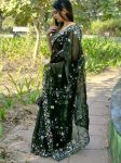 DESIGNER BURBERRY SILK EMBROIDERY DUBLE SEQUENCE CONTRAST PALLU WORK SAREE WITH UNSTITCHED BLOUSE PARTY WEAR WHOLESALE PRICE ETHNIC GARMENT (6)