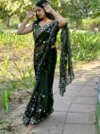 DESIGNER BURBERRY SILK EMBROIDERY DUBLE SEQUENCE CONTRAST PALLU WORK SAREE WITH UNSTITCHED BLOUSE PARTY WEAR WHOLESALE PRICE ETHNIC GARMENT (6)