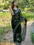 DESIGNER BURBERRY SILK EMBROIDERY DUBLE SEQUENCE CONTRAST PALLU WORK SAREE WITH UNSTITCHED BLOUSE PARTY WEAR WHOLESALE PRICE ETHNIC GARMENT (6)