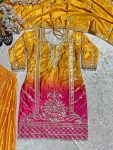 DESIGNER CHINON EMBROIDERY CODING SEQUENCE WORK TOP PALAZZO WITH DUPATTA FESTIVE WEAR WHOLESALE PRICE ETHNIC GARMENT (4)
