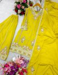 DESIGNER CHINON EMBROIDERY CODING SEQUENCE WORK TOP PALAZZO WITH DUPATTA PARTY WEAR WHOLESALE PRICE ETHNIC GARMENT (9)