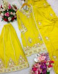 DESIGNER CHINON EMBROIDERY CODING SEQUENCE WORK TOP PALAZZO WITH DUPATTA PARTY WEAR WHOLESALE PRICE ETHNIC GARMENT (9)